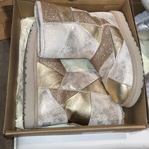 Ugg Gold Glitter Patchwork Boots